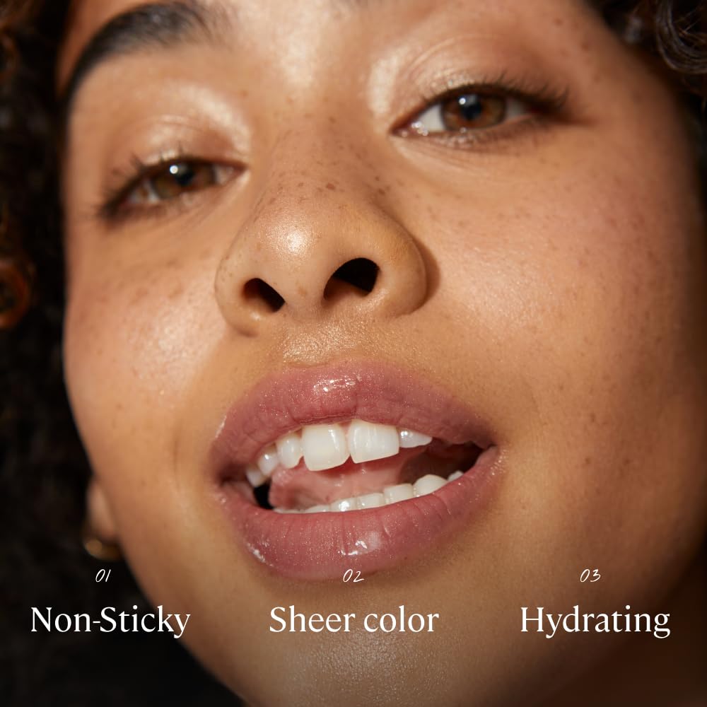 Minori Lip Gloss, Cozy Shade, Hydrating, Non-Sticky Sheer Gloss with Jojoba, Shea Butter & Vitamin E, Vegan & Cruelty-Free, Moisturizing Lip Shine, 0.11 fl oz.