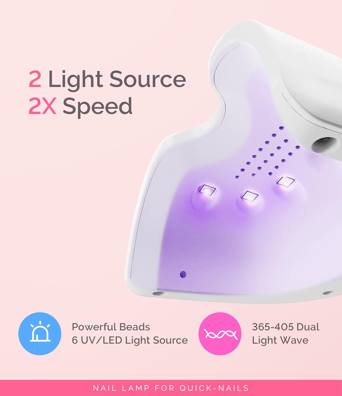 Mini LED UV Nail Lamp - Lightweight Nail Dryer for Soft Gels | Cures Base & Top Coat, White