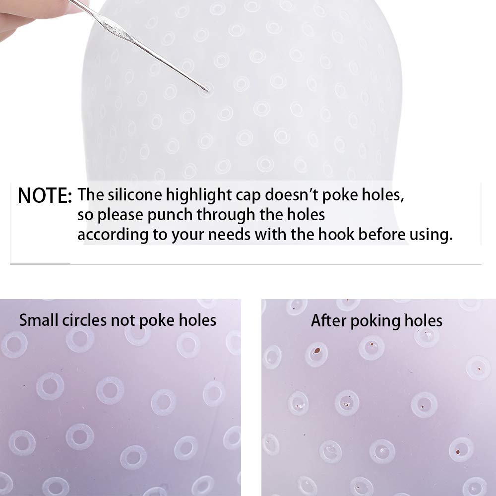 Silicone Highlight Caps Set - Professional Reusable Hair Dyeing Tools | 2 PCS with Hooks for Easy Application