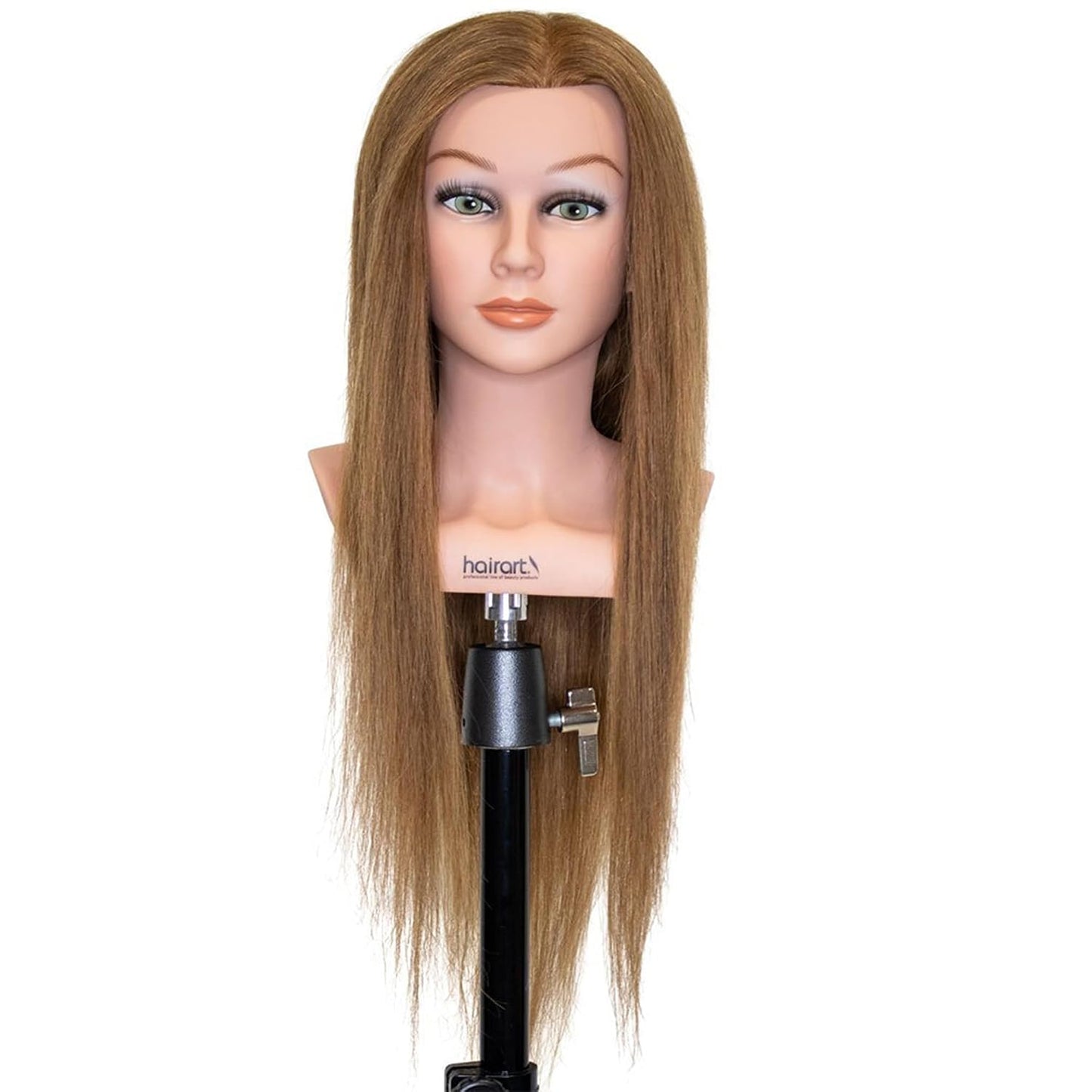 Tessa 24" Medium Brown Cosmetology Mannequin Head - 100% Human Hair for Styling & Training | Ideal for Hairdressers & Students