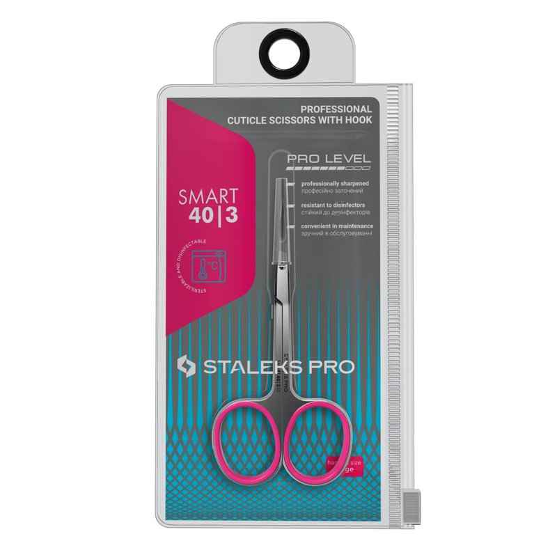 Staleks Professional Cuticle Scissors – Manicure Scissors, Stainless Steel, Extra Fine Curved Blades Smart 40 Type 3 SS-40/3