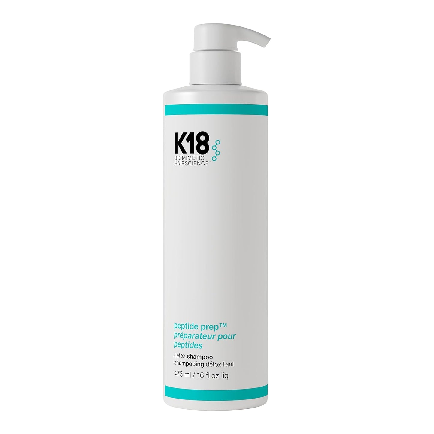 K18 Peptide Prep™ Detox Shampoo - Color Safe Clarifying Formula with Activated Charcoal & Salicylic Acid | 16 Fl Oz