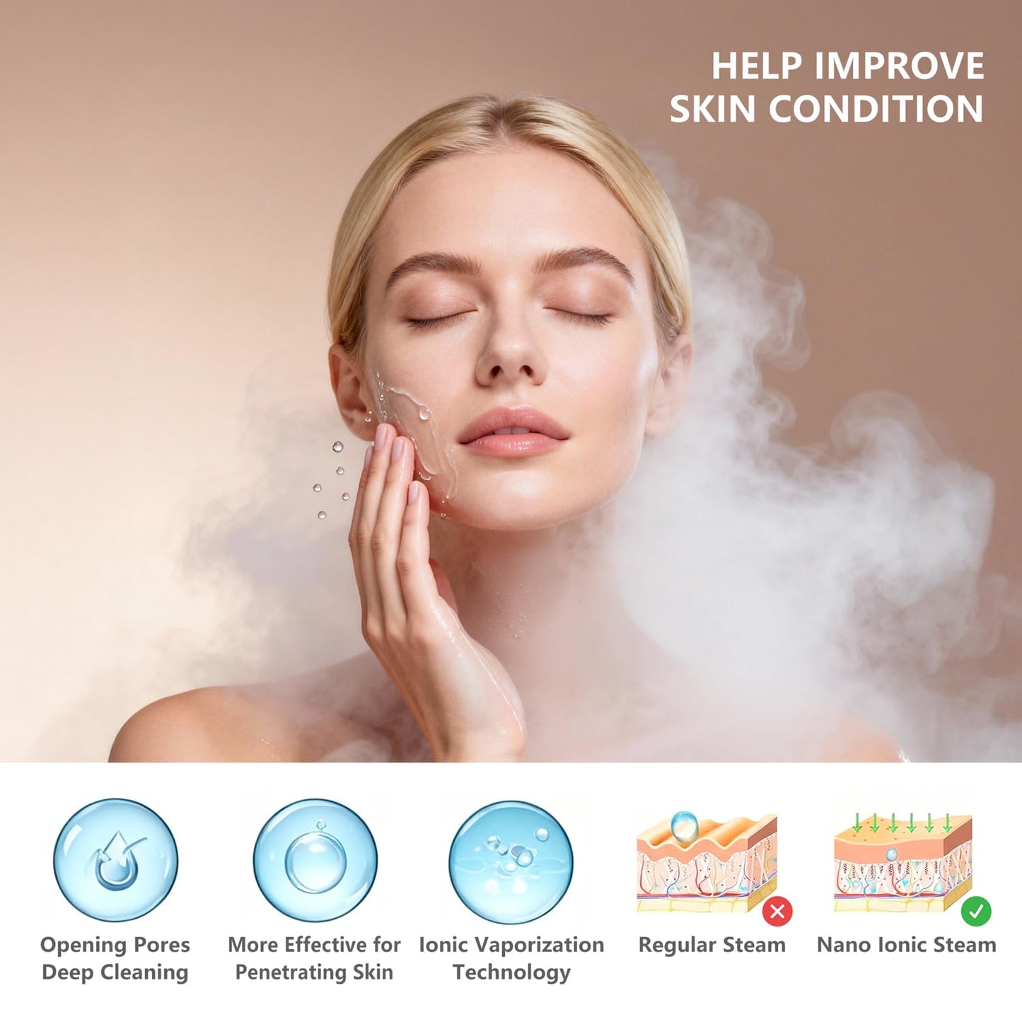 Saicool 3 in 1 Facial Steamer, Hair Steamer, Air Humidifier Hot Mist Moisturizing Hydration System, Portable Facial Atomizer Spa for Personal Care Use at Home Salon
