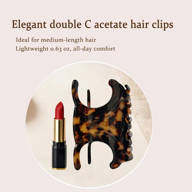 Premium Acetate Hair Clips - Non-Slip Butterfly Claw Clips | 4 Pack in Black, Pearl White & Tortoiseshell