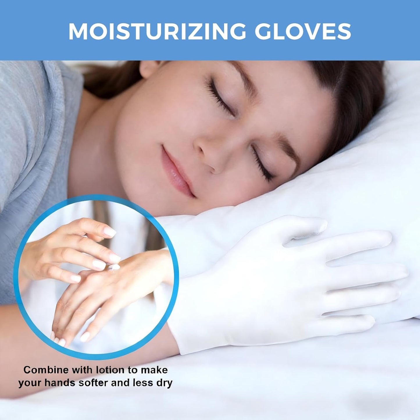 Cotton Moisturizing Gloves for Dry Hands | Soft Eczema Treatment | Stretchable White for Men & Women