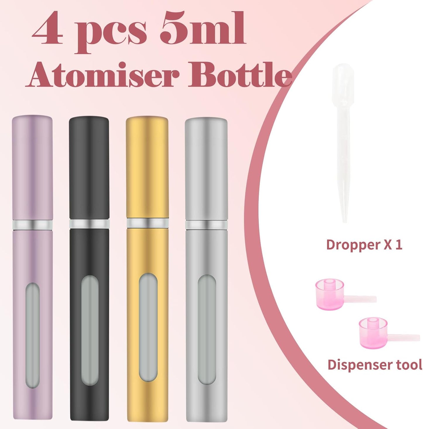 Mini Perfume Travel Bottles - 4pcs Refillable Atomizer Set | 5ML Portable Spray for Travel & Outdoor Activities