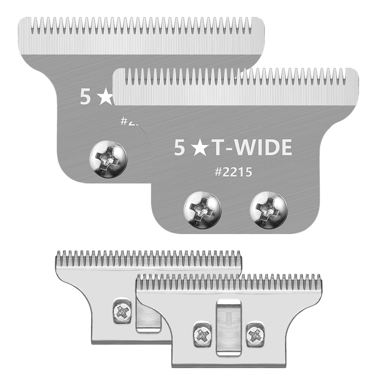 Replacement T Wide Blades for Wahl 5 Star Detailer Li Trimmer | 2 Pack Adjustable Stainless Steel Zero-Gap Blades