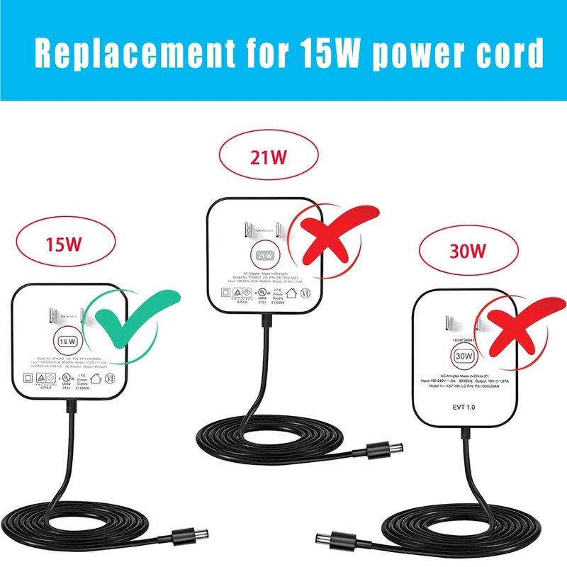 15W Charger for Alexa Dot 5th Gen/Dot 4th Gen/3rd Gen/Kids Edition/TV Cube/Show 5 Charger Cord Replacement Adapter