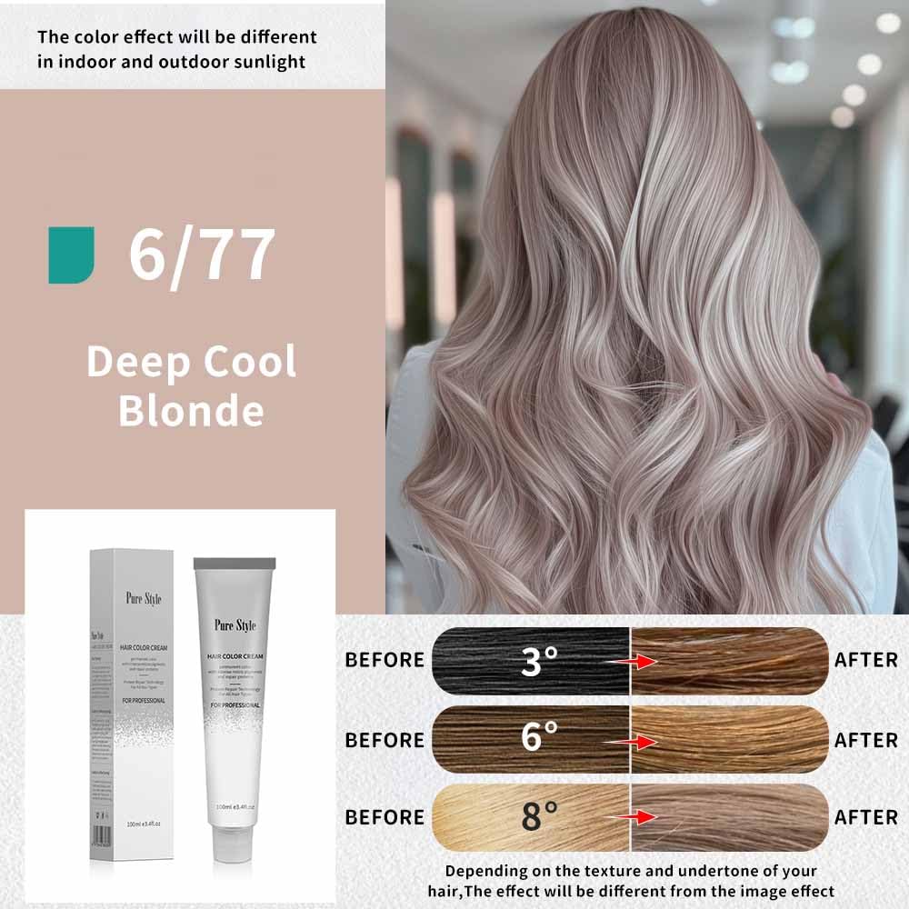 YSNSTYLE-PureStyle 3.4 fl oz(100ml) Hair Color Cream, Ammonia-Low Permanent Ash Blonde Hair Dye with Nourishing, Deep Cool Blonde Long-Lasting Fade-Resistant Color, At-Home Salon Quality Hair Coloring