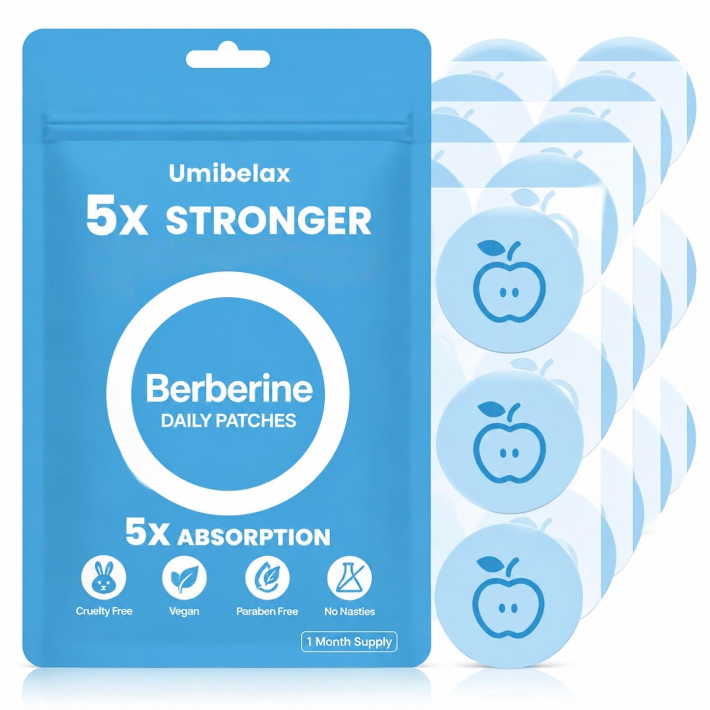 Berberine Patches - 5X Stronger Formula with L-Glutamine & Chromium | 30-Day Supply for Men & Women