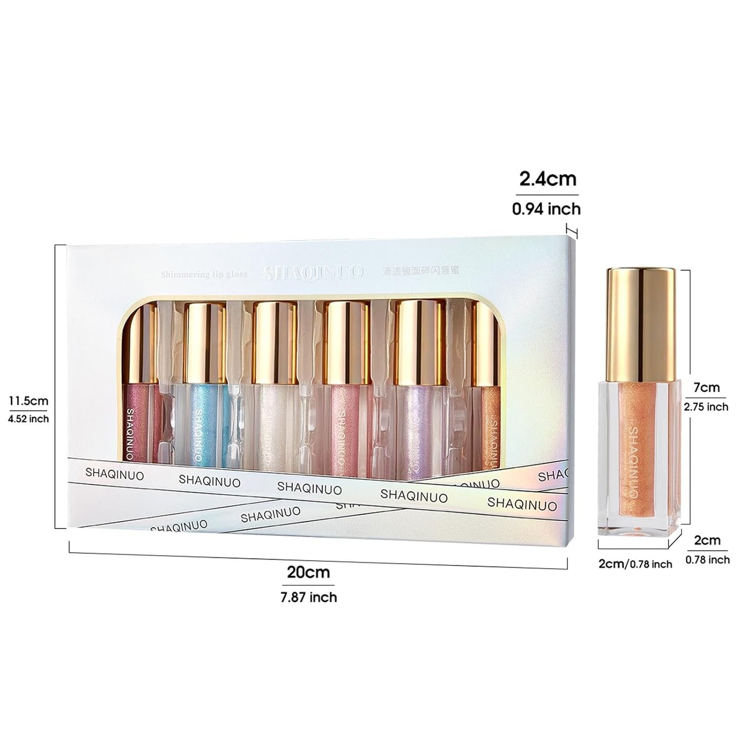 Colorful Shimmery Lip Gloss Set - 6 Pcs Long-Lasting Waterproof Moisturizing Lip Oil for Women’s Makeup | Perfect Gift