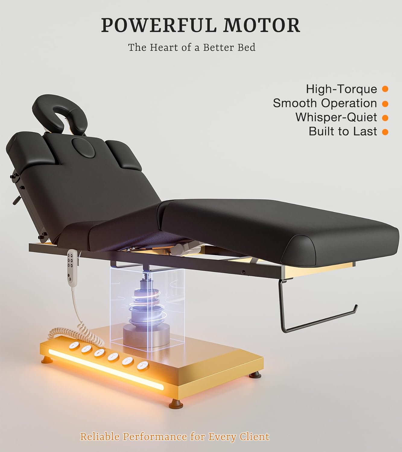 Professional Electric Spa Massage Treatment Table - Adjustable Medical Bed with Face Cradle | Black