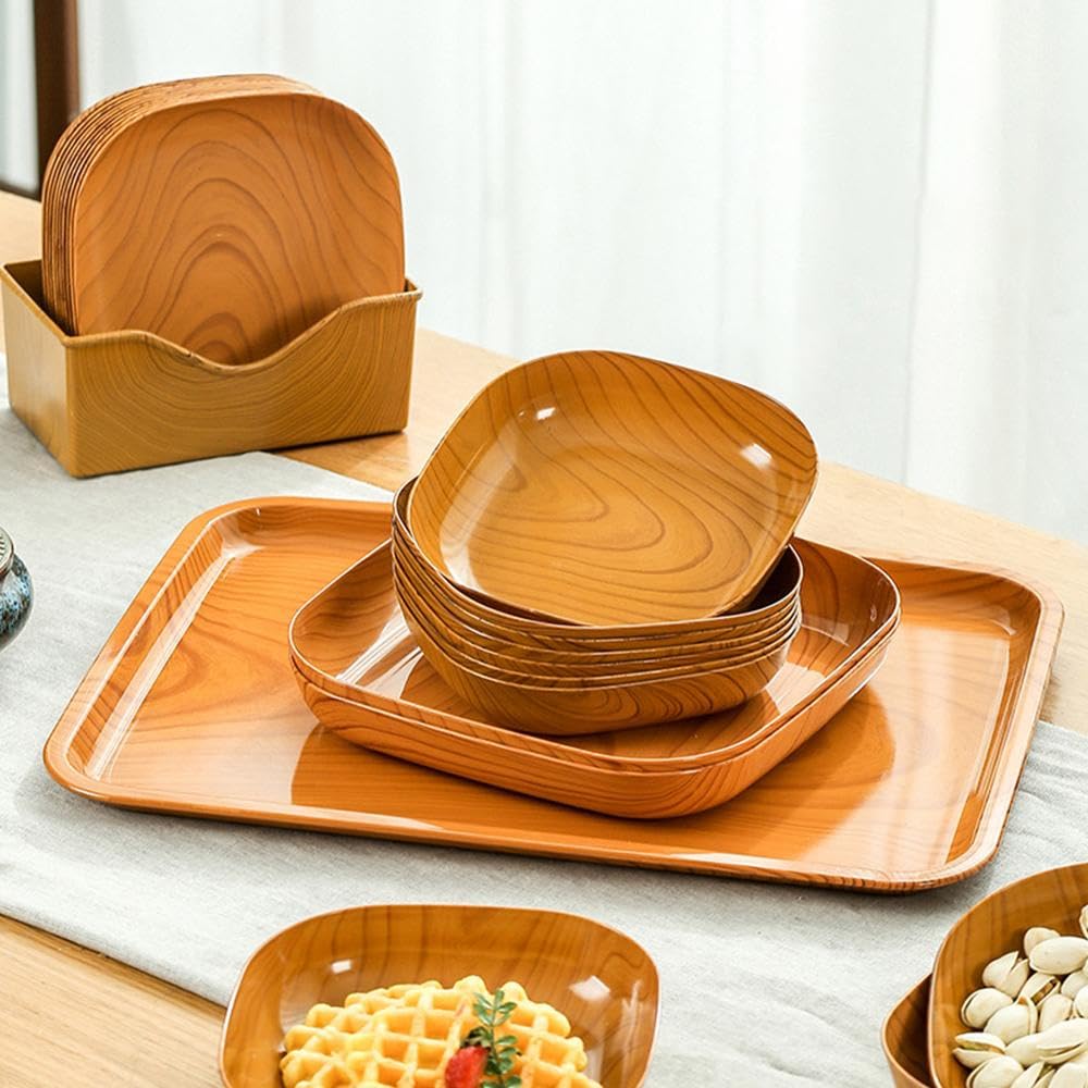 8Pcs Imitation Wood Grain Sauce Dishes Multifunctional Food Plates for Sauces Snacks and Dipping Material for Home Kitchen Parties Bbqs and Picnics