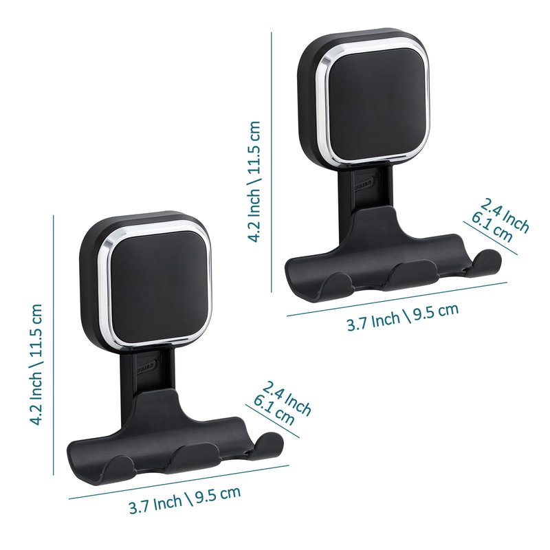 TAILI Suction Cup Razor Holder for Shower Wall 2 Pack, Versatile Suction Cup Hooks for Razor, Towel, Loofah, Squeegee, Cell Phone, Removable Damage-Free Hanging Shower Hook, Shaver Holder, Black