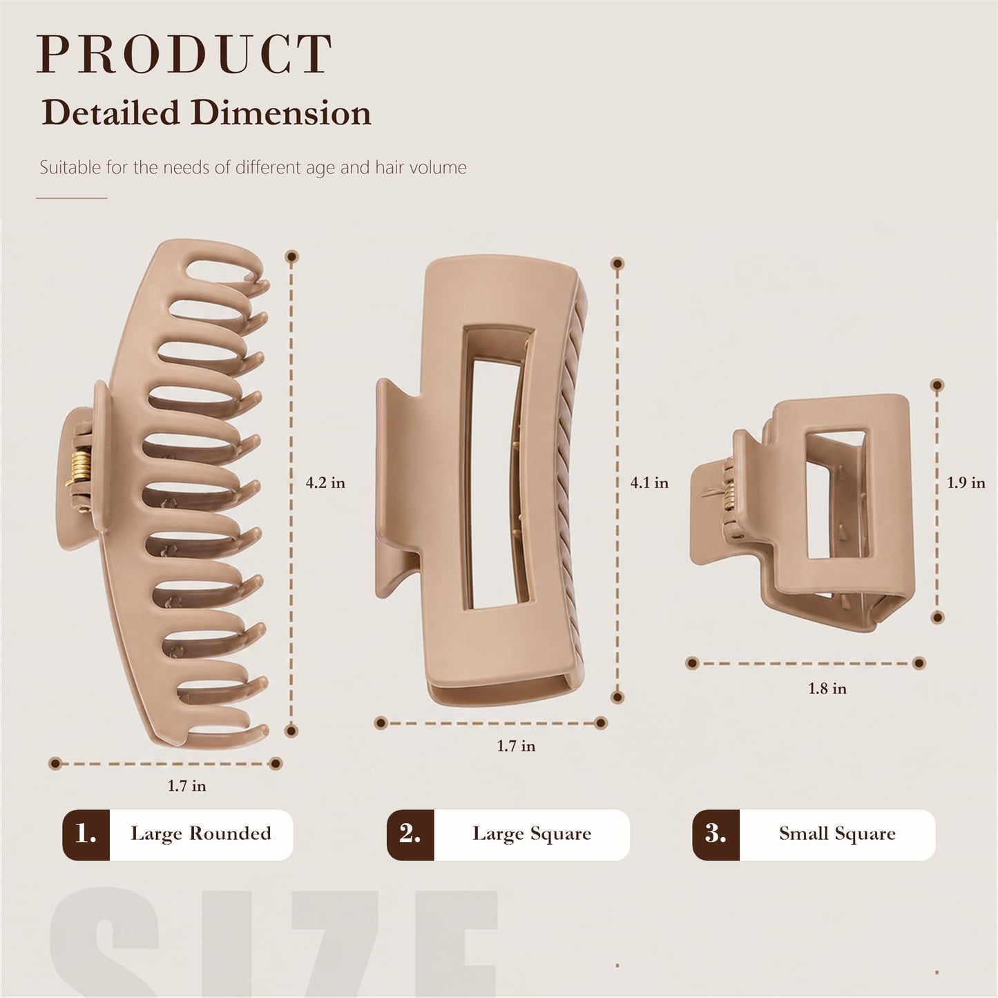 Tonater 12 Pack Matte Hair Claw Clips, 3 Styles Small Medium Large Durable PS Hair Claws for Women Girls, Strong Hold Non-Slip Hair Clips for Thick Thin Fine Curly Hair, Cute Simple Neutral Hair Gifts