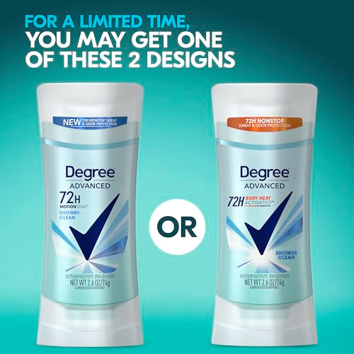 Degree Shower Clean Antiperspirant Deodorant for Women, 72-Hour Odor Control, 2.6 oz (Pack of 2)