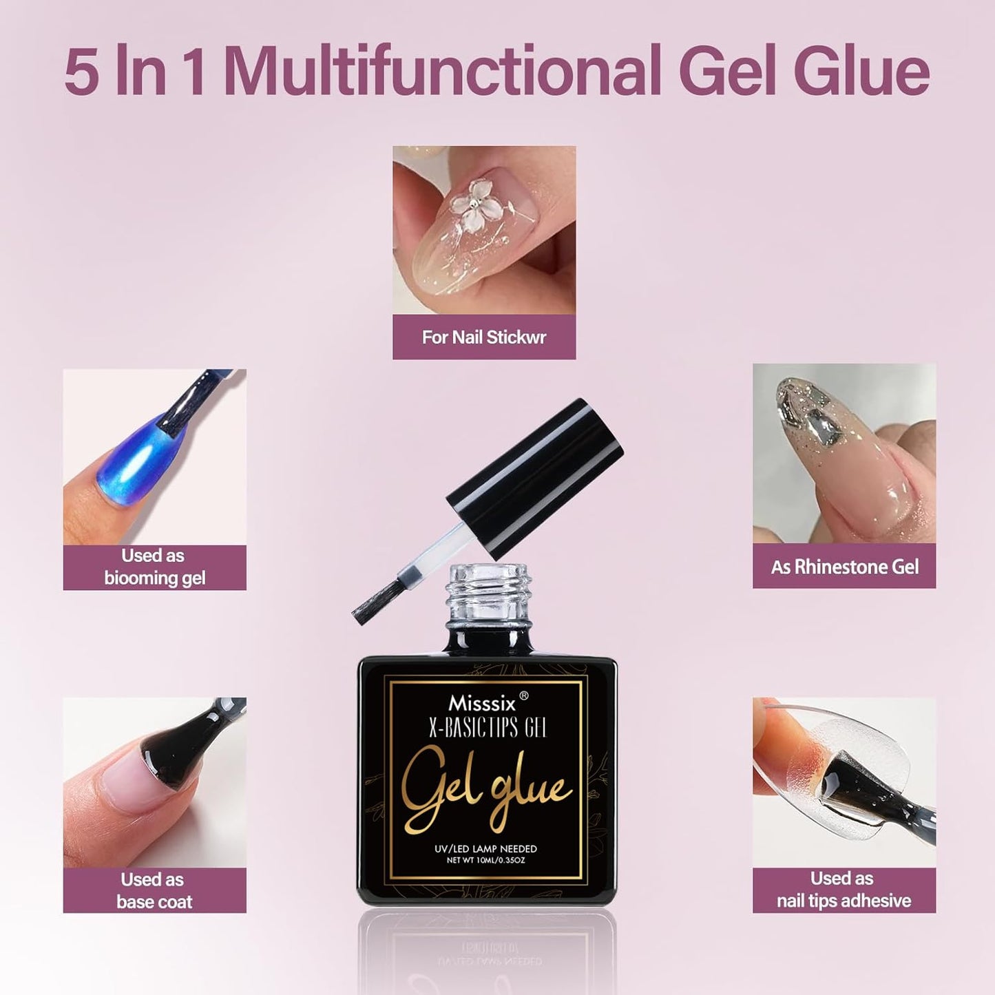 Almond Gel Nail Tips Kit - 216 Pre-Etched Clear Fake Nails | 9-in-1 Gel Glue & Mini UV Lamp for Women, 12 Sizes