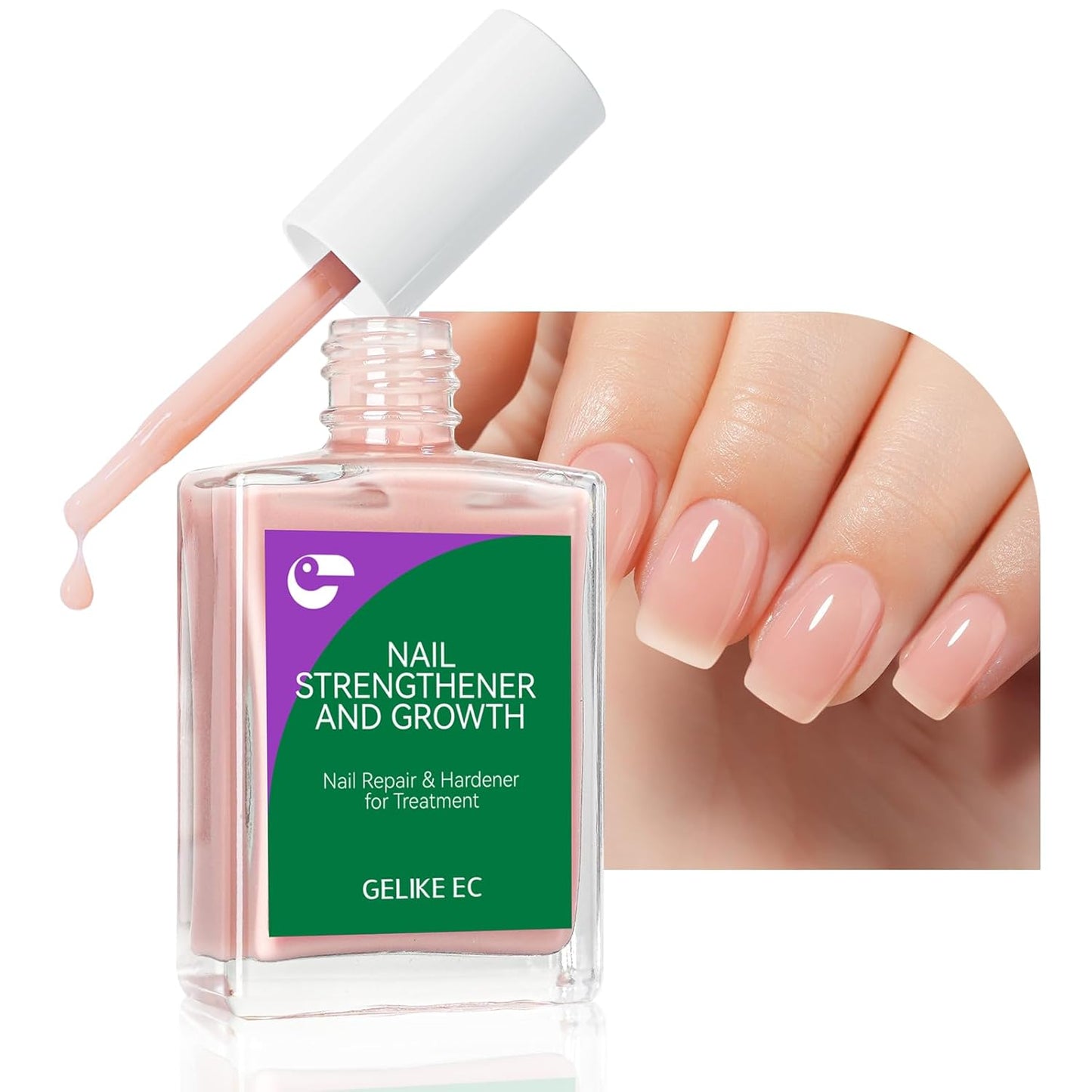 Protein Nail Strengthener - 6 in 1 Natural Hardener for Weak Nails | Nude Blush Gelike 15ml