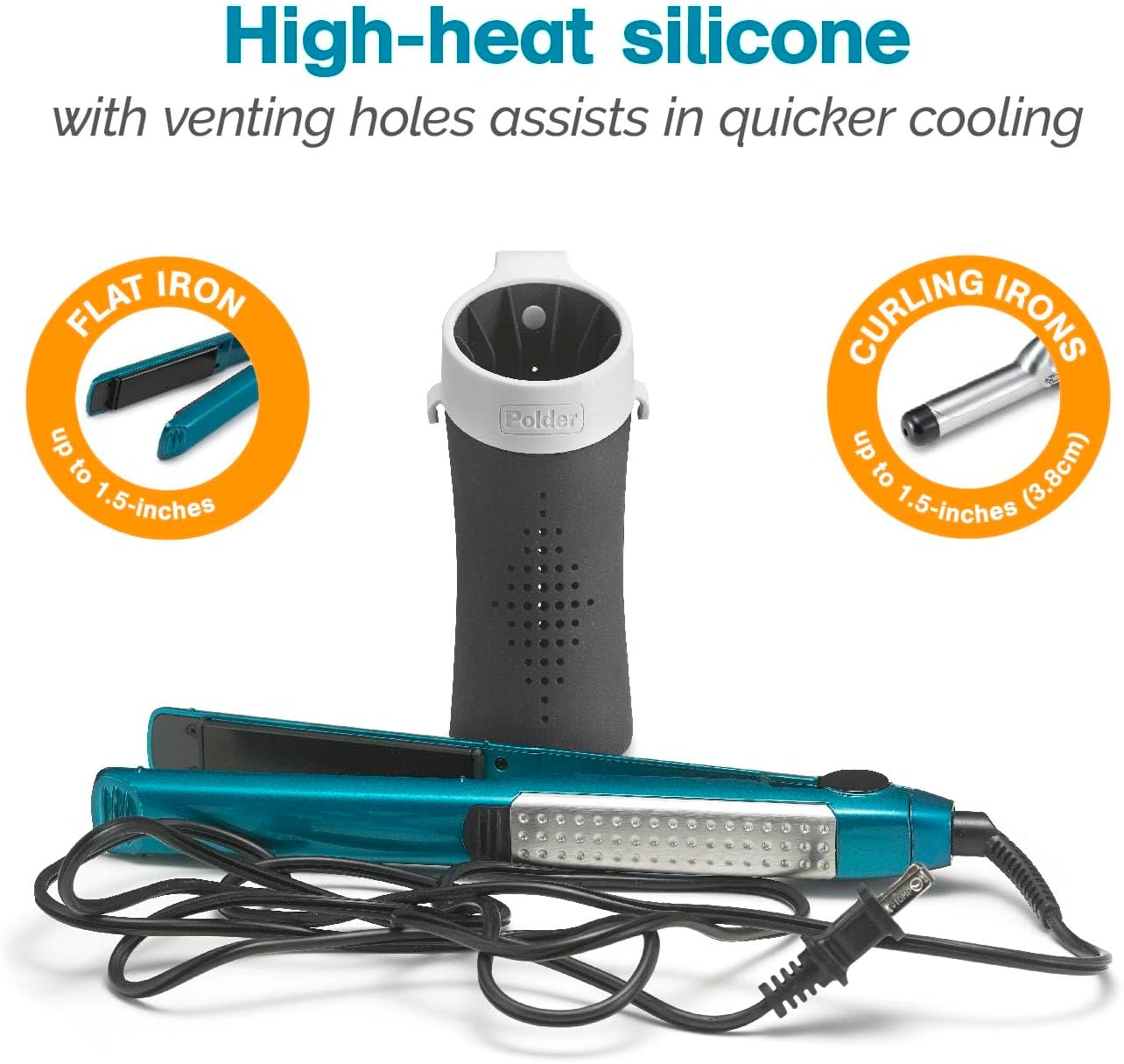 High-Heat Silicone Hot Sleeve Cover for Flat Iron & Curling Iron - Portable Travel Pouch | Black