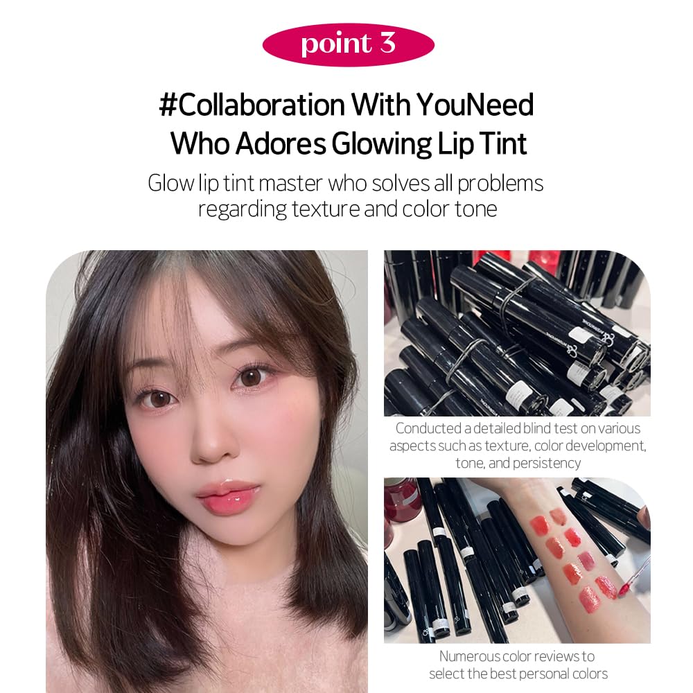 ETUDE Over Glowy Lip Stain Tint - Non-Sticky Vegan Lip Tint for Moisturized, Long-Lasting Color | Black Cat Rose Jelly