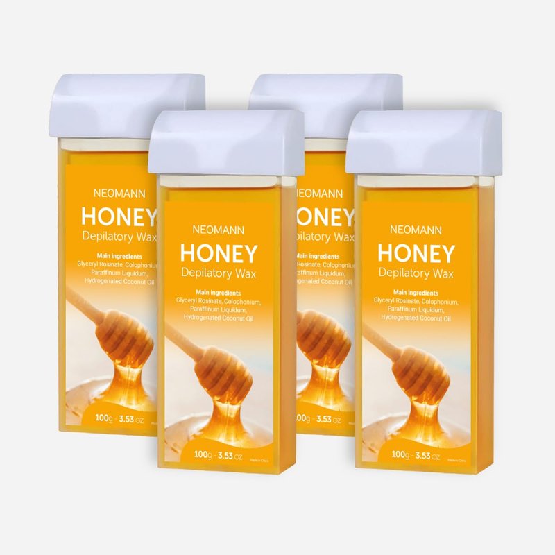 Hair Removal Wax, Wax Refill, Soft Wax Roller Cartridge for Roll on Waxing Kit, Honey Rolling Wax for Sensitive Skin, 4 Pack
