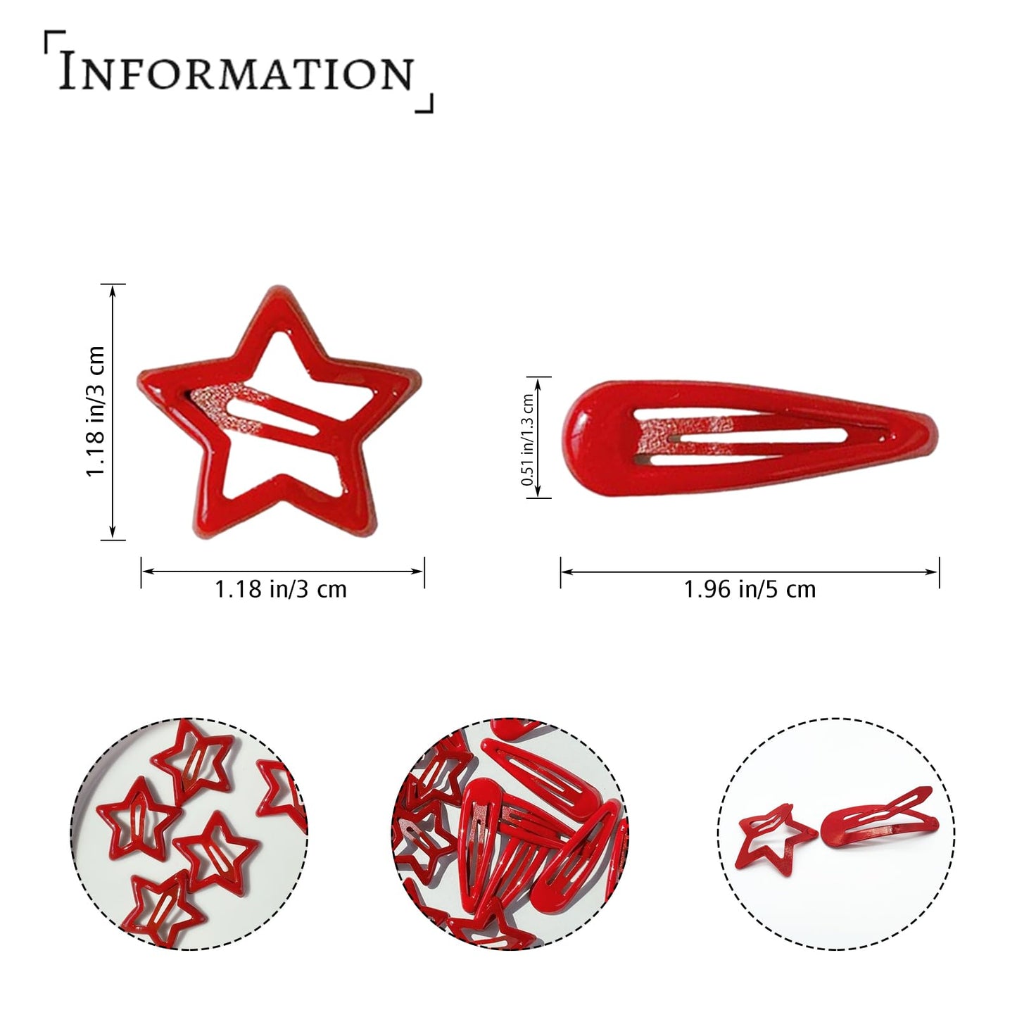 Metal Snap Hair Clips For Women Mini Star Hair Clips For Girls Red Star Hair Clip Hair Barrettes 1.18Inch Star Clips For Hair 1.96 In Water Drop Hairclips Snap Clips For Hair Girl Hair Accessories Y2K