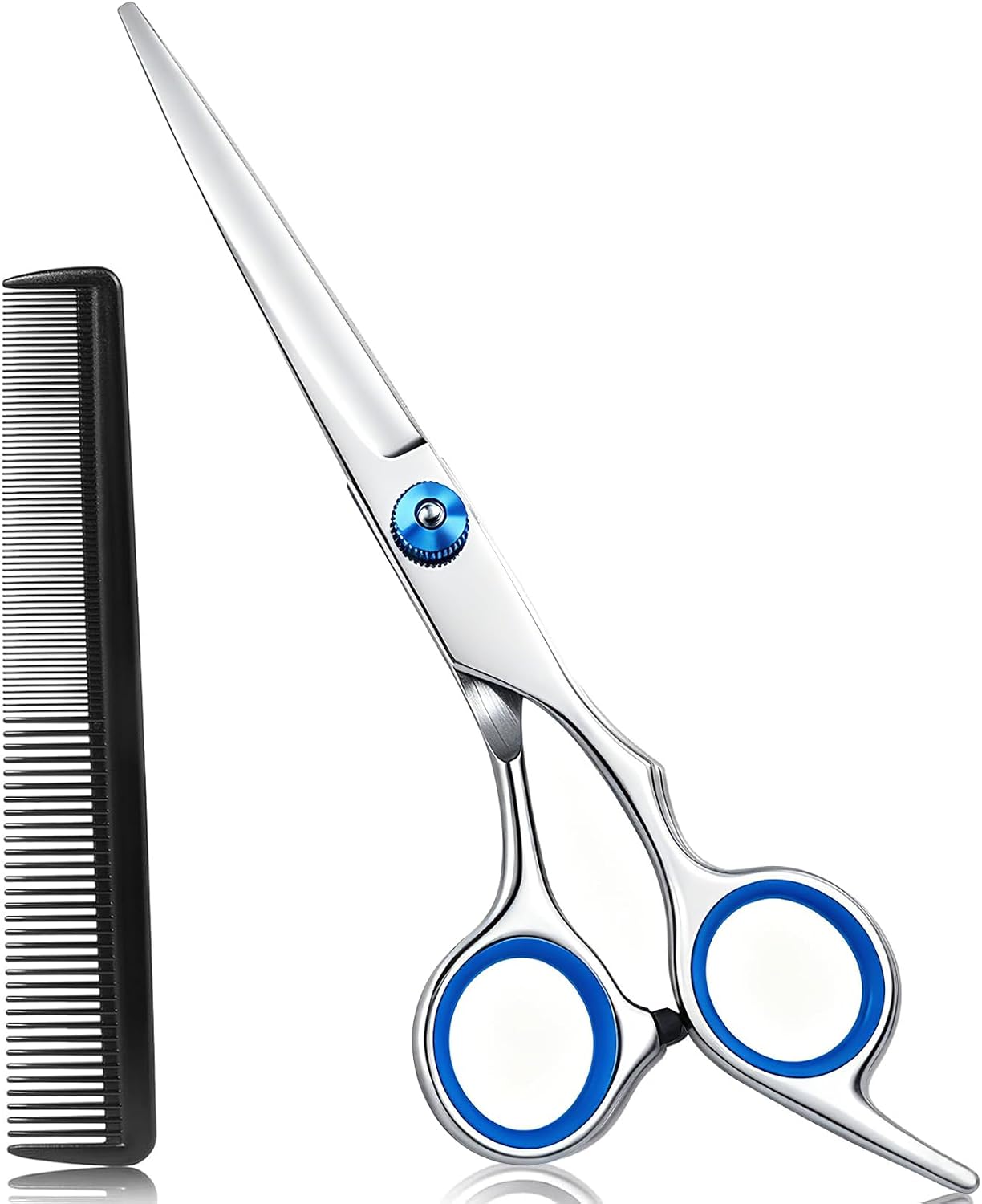 Professional Hair Cutting Scissors - 6.5" Stainless Steel Barber Shears with Adjustable Tension | Includes Comb for Home & Salon Use