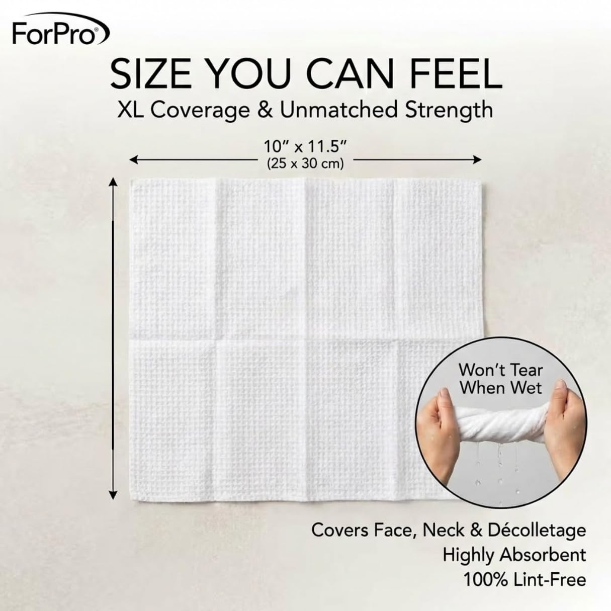 Disposable Face Towels for Sensitive Skin - XL Lint-Free Viscose Makeup Remover Cloths | 50-Count Biodegradable & Vegan