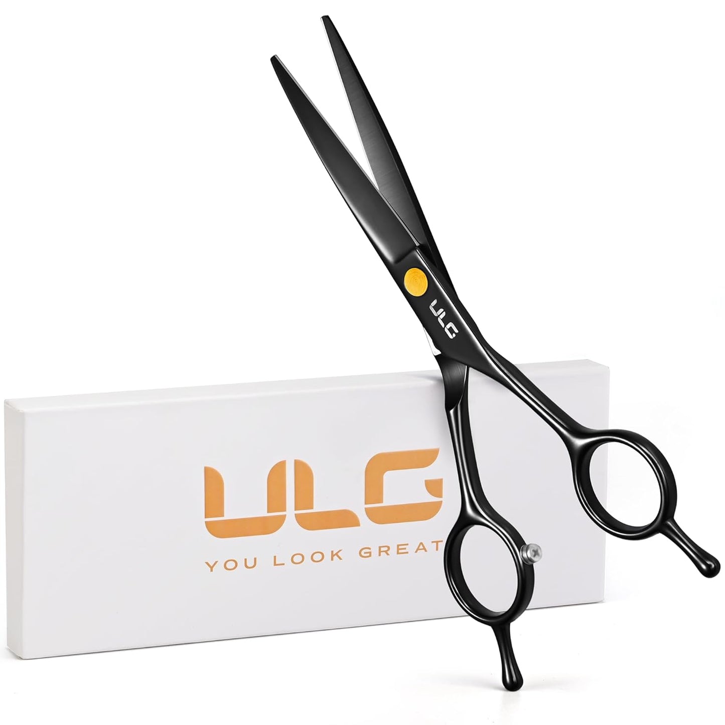 Left-Handed Hair Cutting Scissors - ULG 6.5-Inch Razor Edge Barber Shears | Japanese Stainless Steel, Blue Fingerhole Ring