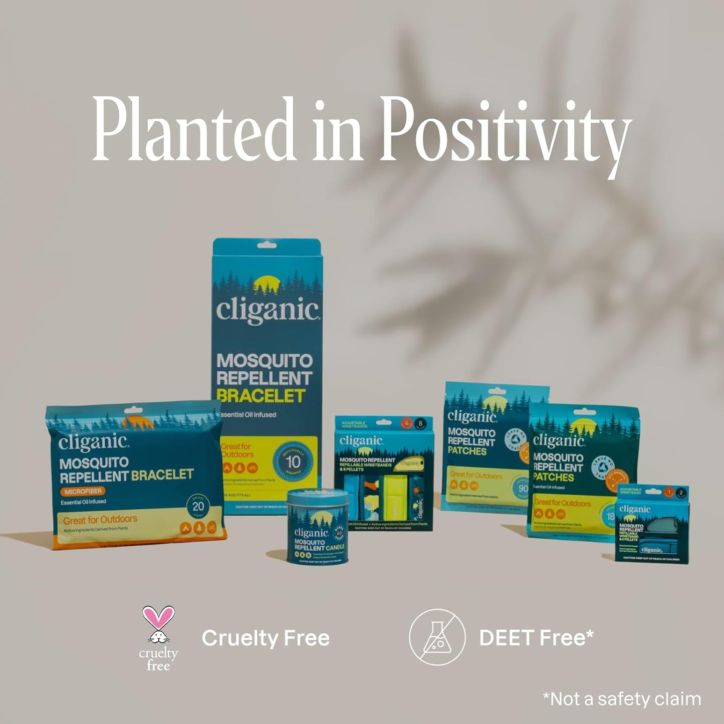 Cliganic Mosquito Repellent Bracelets - DEET-Free Natural Bands for Adults & Kids | 10 Pack, Individually Wrapped