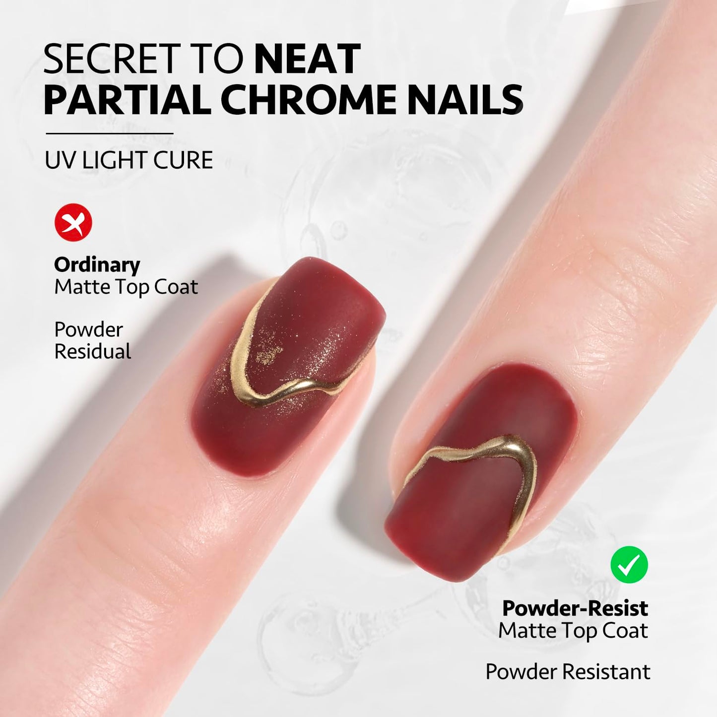 Matte Gel Top Coat - 16ml Powder-Resist Finish for Chrome Nail Art | Long-Lasting UV Gel