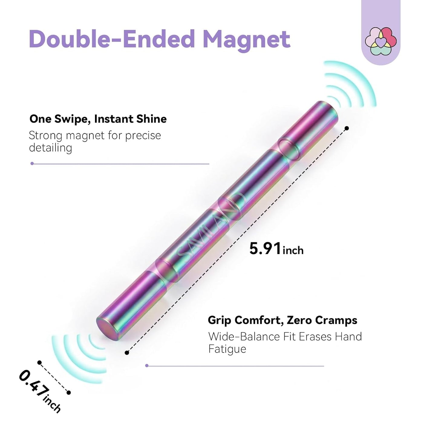 SAVILAND Cat Eye Nail Magnet - 5X Stronger Holographic Dual-Ended Tool for DIY Nail Art | Heart-Shaped Design
