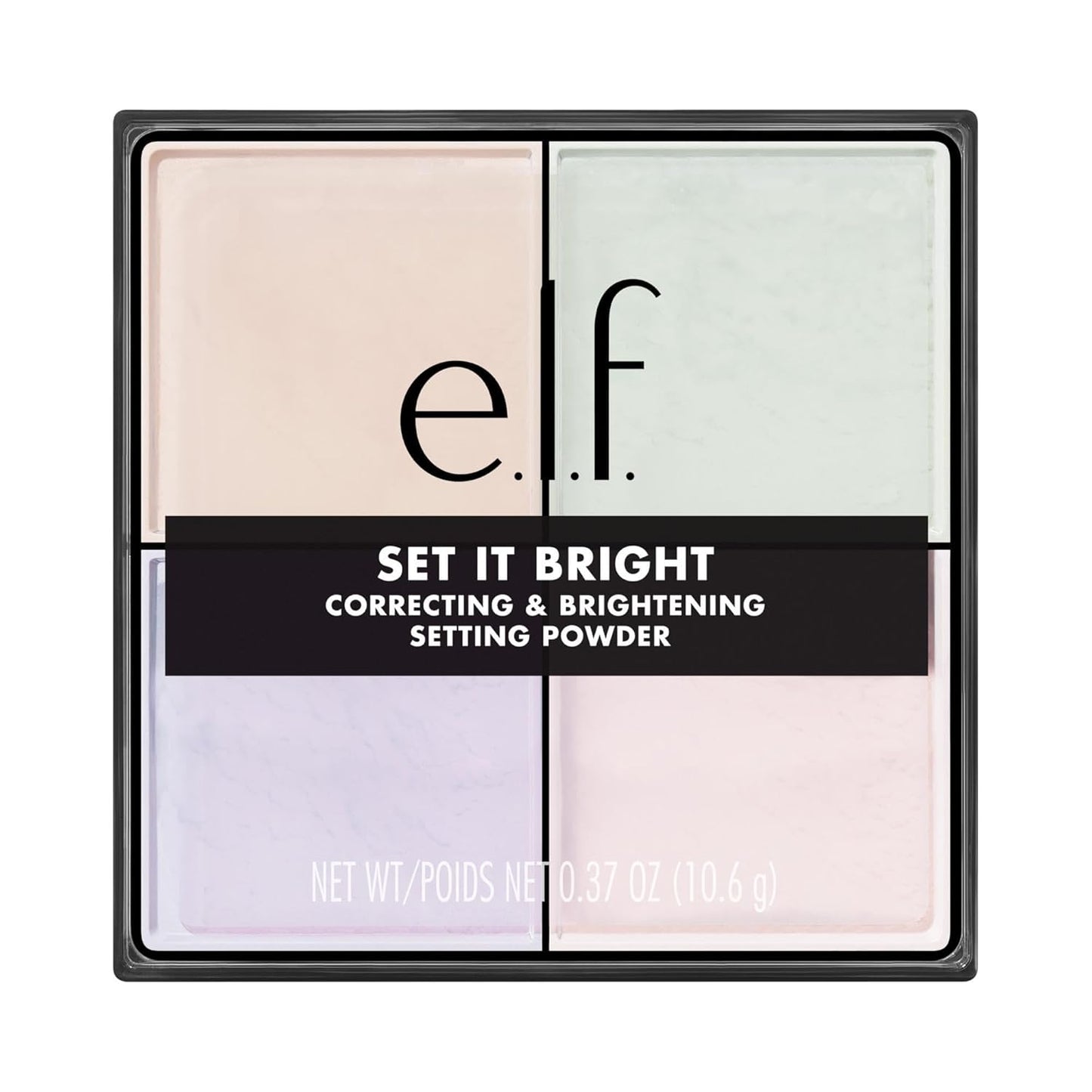 e.l.f. Set It Bright Powder Quad - Brightening Loose Setting Powder for Soft-Matte Radiance | Velvet Puff Included, Vegan, Light
