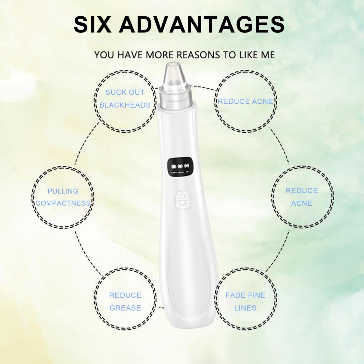 Blackhead Extractor Rechargeable USB Port Blackhead Remover 3 Speeds Control Pore Vacuum with 5 Probes Pore Extractor Portable Pimple for Women and Men White|Beauty Instrument