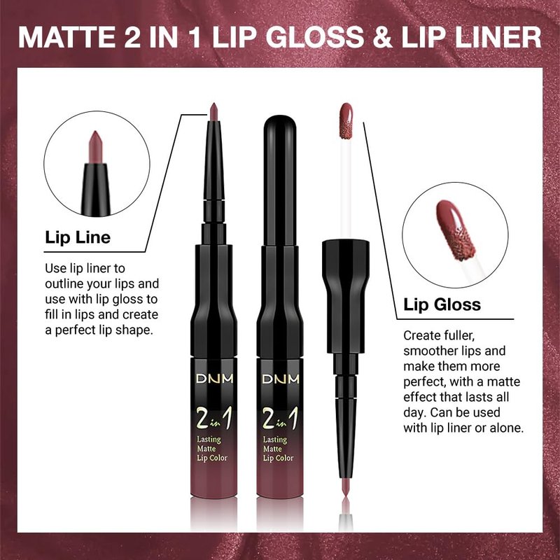Red Brown Matte Lip Liner & Liquid Lipstick Set - Long Lasting, Smudge Proof | Easy Application for All-Day Color Hold