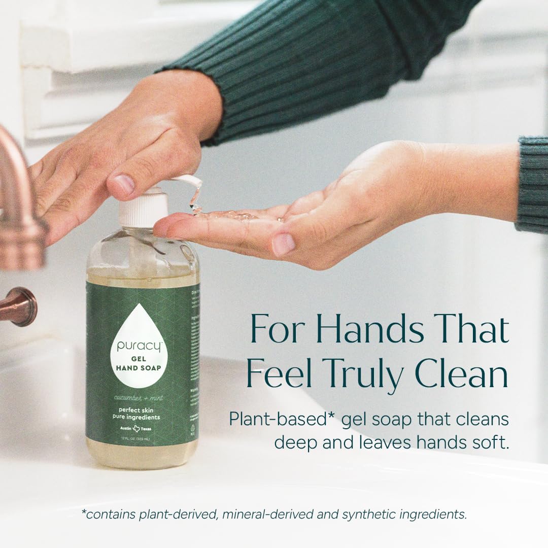 Puracy Organic Hand Soap - Moisturizing Natural Gel for Soft Skin | Cucumber & Mint, 12 fl. oz.