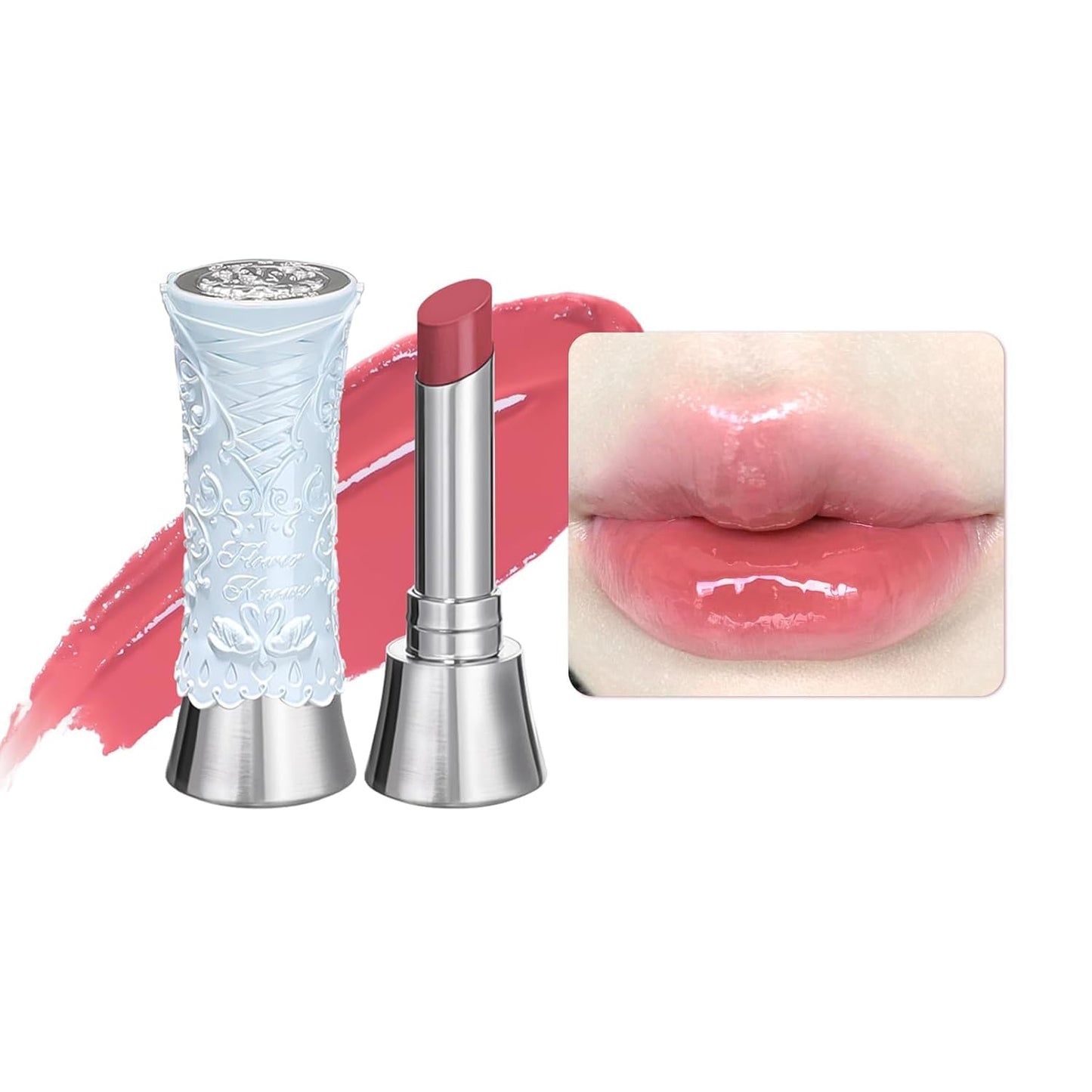 Swan Ballet Shine Lipstick - Hydrating Nude Peach Tinted Lip Balm for Long-Lasting Moisture | B03 Sweet Heart