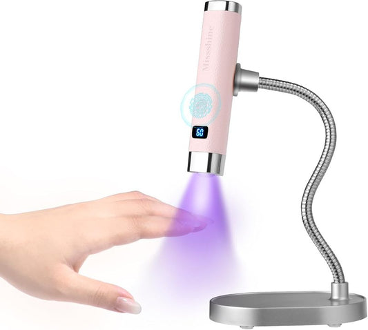 UV Nail Lamp - Handheld Cordless LED Nail Dryer with Auto Sensor | Fast Curing Gooseneck Design (Pink)
