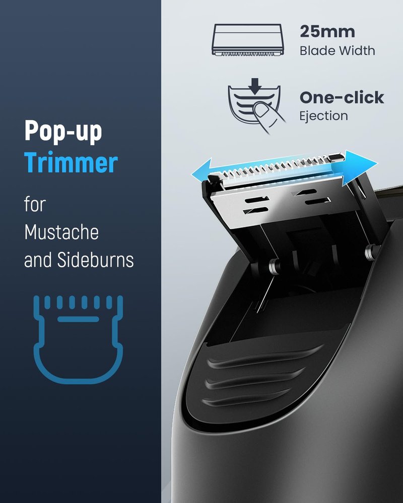 LONKEEN Electric Razor for Men Cordless: Sensitive Skin Care, Electric shavers for Men - 4D Flex Blades, IPX6 Waterproof, USB Fast Charging, Pop-up Trimmer