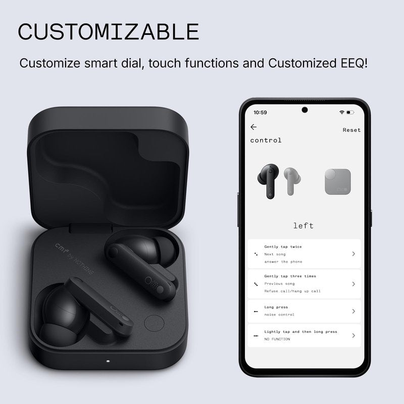 CMF Buds Pro 2 Wireless Earbuds with Smart Dial, 50dB Hybrid Noise Cancelling Earbuds Wireless Bluetooth 5.3, 11mm Bass with LDAC, 6 Hi-Res Audio Mics, 43H Playtime, Fast Charging Case, Dark Grey