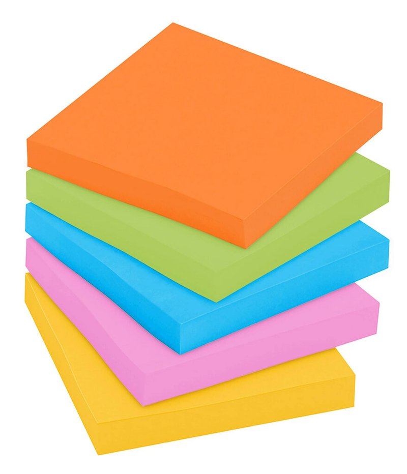 Post-it Super Sticky Notes, 3x3 in, 6 Pads, 2X The Sticking Power, Energy Boost Collection, Bright Colors (Orange, Pink, Blue, Green),Recyclable (654-6SSAU)