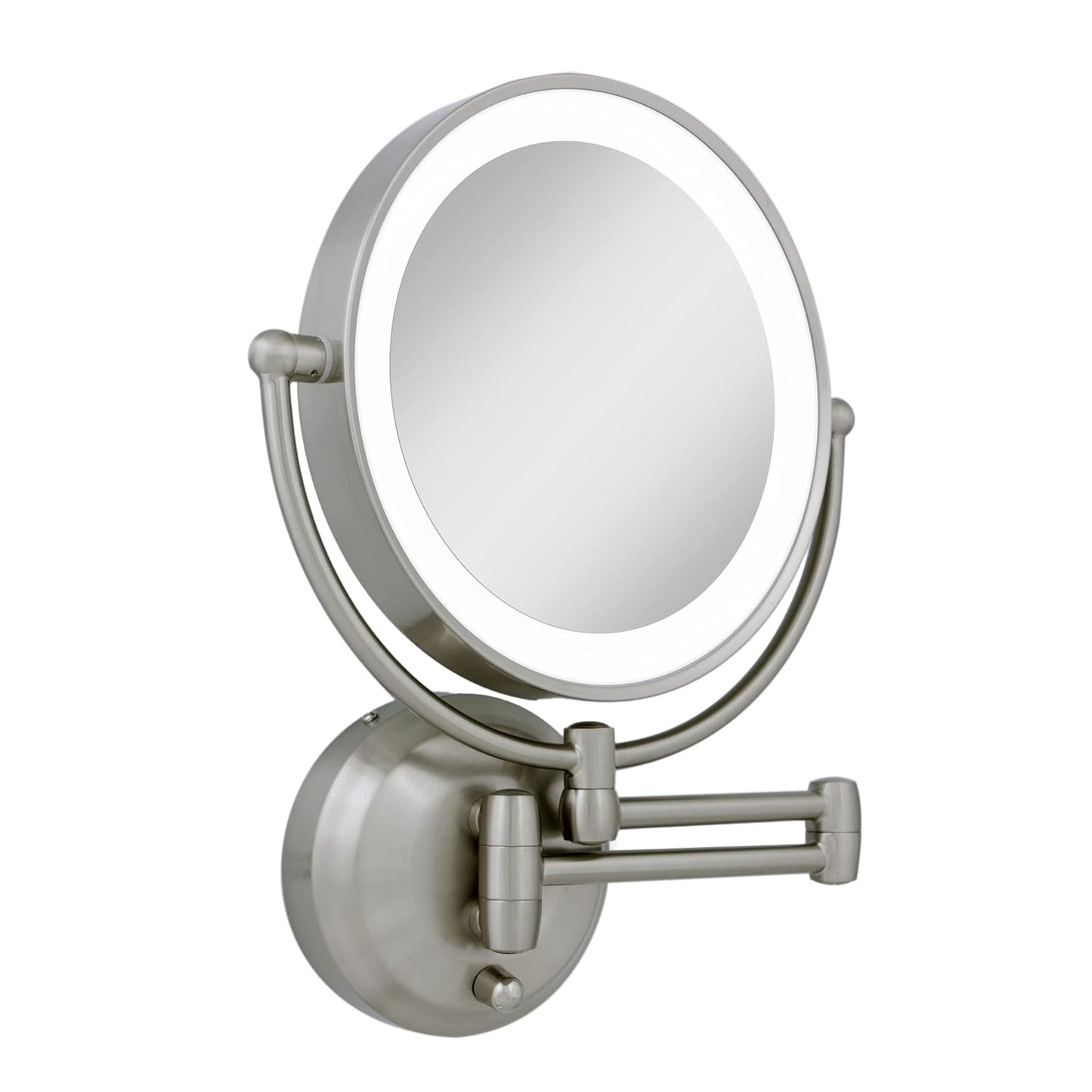 Zadro 11" LED Wall Mounted Makeup Mirror - 5X/1X Shaving Mirror | Cordless Vanity Mirror in Satin Nickel
