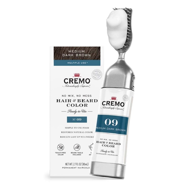 Cremo No Mix, No Mess Hair and Beard Color, Medium Dark Brown, 2.7 Fluid Ounces