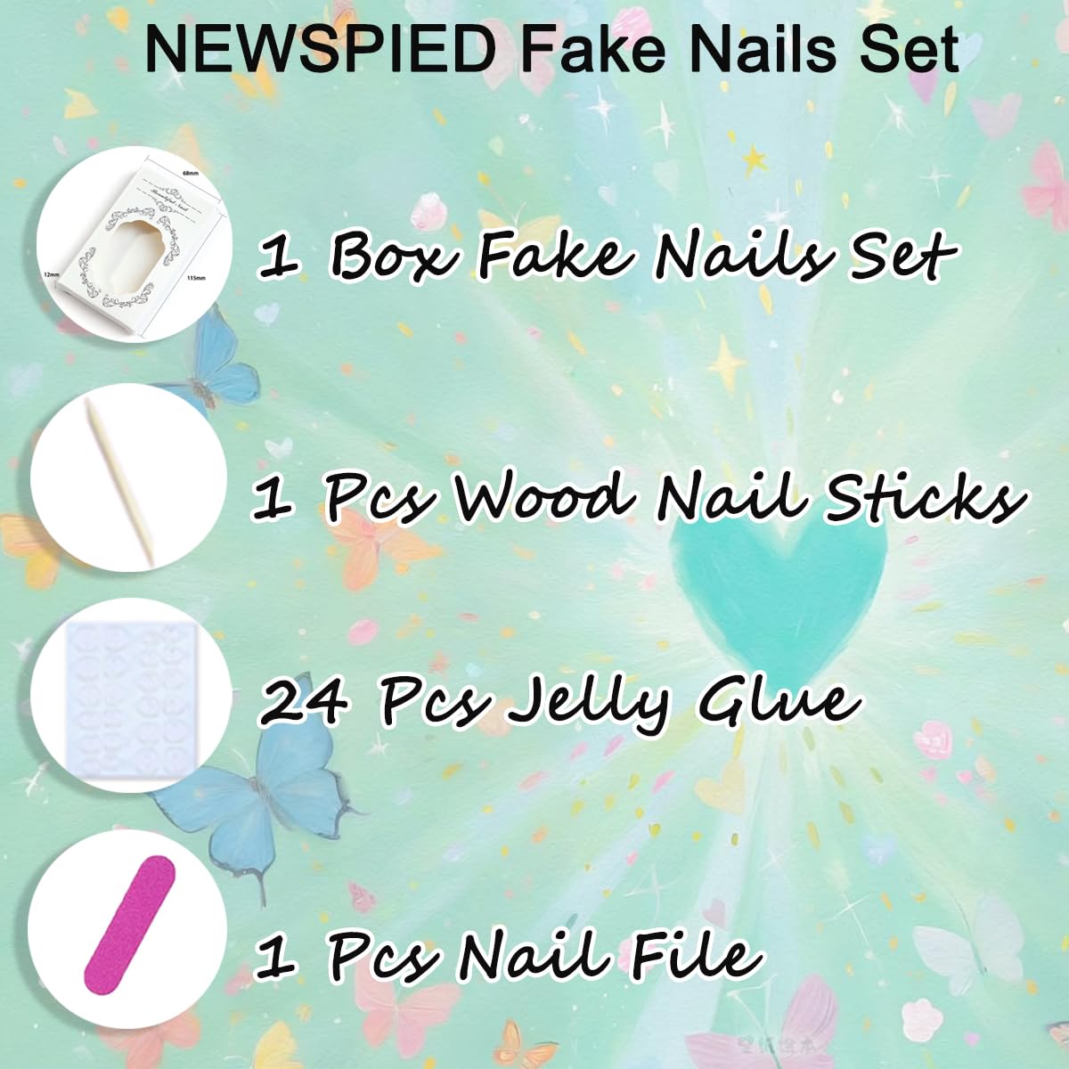 Press On Nails - Medium Almond Gradient Pink & White with Silver Bow | Reusable 3D Rhinestone Design, 24 Pcs for Weddings & Parties