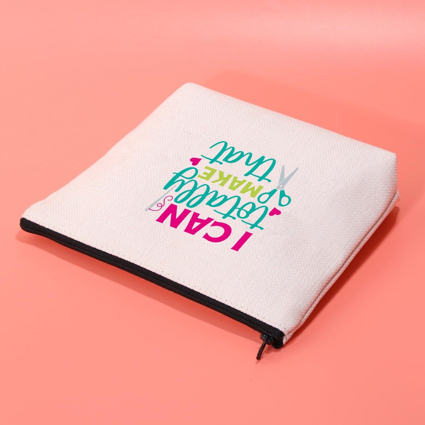 JXGZSO Funny Crafter Gift I Can Totally Make That Artistic Toiletry Bag Knitting Gift For Knitters Dressmaker Makeup Organizer Bag