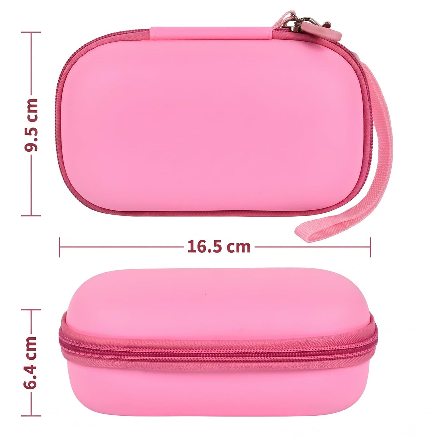 GWCASE Portable 2 in 1 Contact Lens Case and Glasses Case, Traveling Cases Bag Box Holder with Soak Storage Kit Included Built-in Mirror, Tweezer, Contact Lens Solution Bottle and Hand Strap-Pink