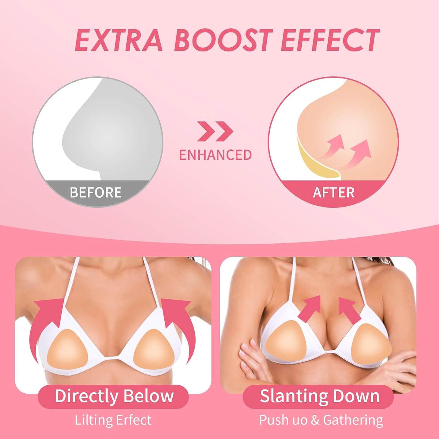 Invisible Lift Inserts - Double-Sided Sticky Bra for Ultimate Push-Up Support | Versatile for All Occasions