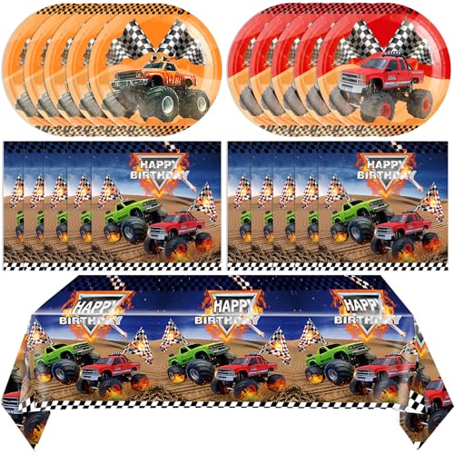 Monster Truck Birthday Party Tableware Set - 41 Pcs for Kids