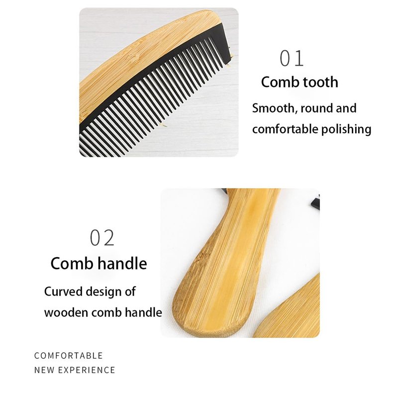 Natural Bakelite Wood Comb for Scalp Massage & Hair Care - Eco-Friendly Bamboo Wood Comb with Ergonomic Handle, Gift for Family & Friends (6.1 Inch, Black)(MediumA1)