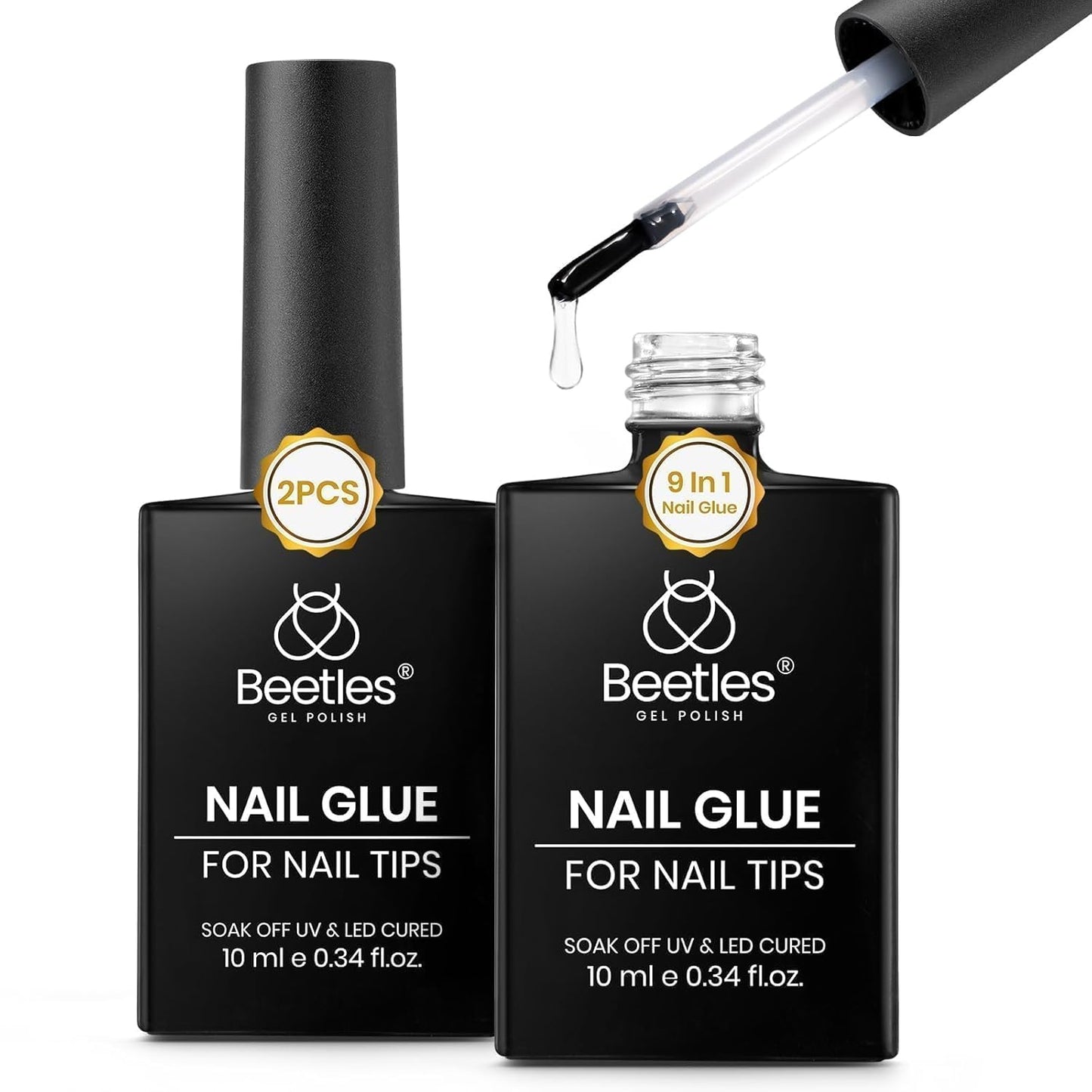 Beetles Nail Glue Gel - Super Strong 2Pcs 20g for Acrylic & Press-On Nails | Clear Summer Nail Art